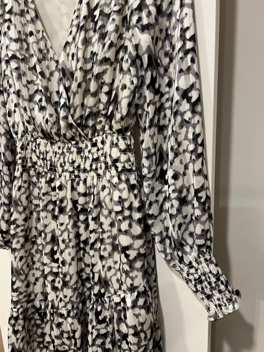 THML Black and White Printed Midi Dress